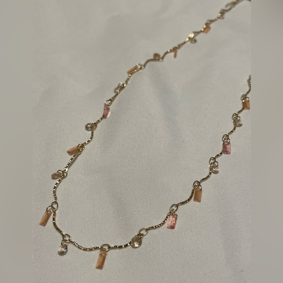 Anthropologie Gold-Tone Necklace with Pink & Peach Beads - Picture 5 of 5